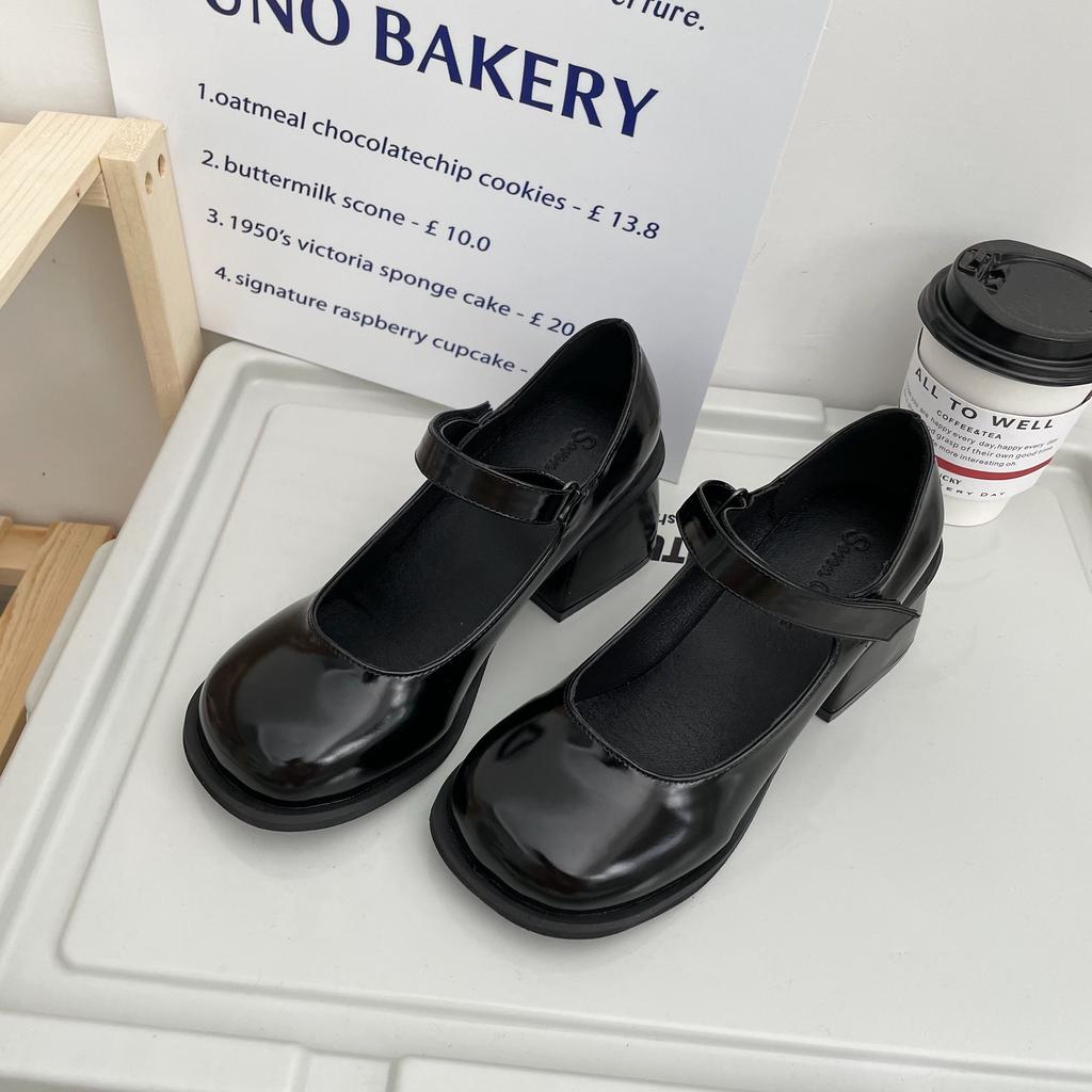 Retro Mary Jane Schuhe Weibliche Runden Kopf Neue Japanische Mädchen Jk Uniform Kleine Leder Schuhe High Heels Dicke Ferse Schuhe