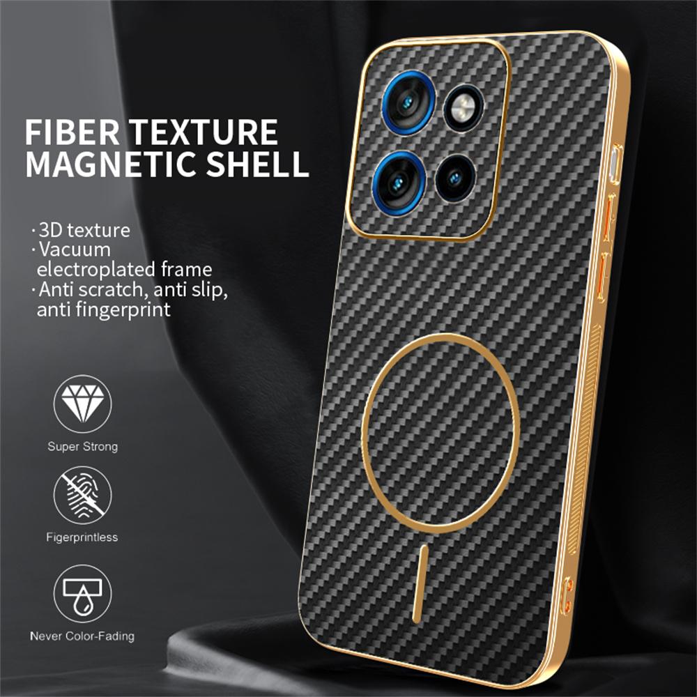For Motorola Edge 50 Neo 5G Phone Case Carbon Fiber Textured Electroplated TPU Back Cover