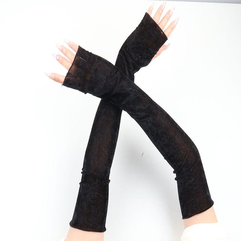 

Новый бархатный нарукавник, длинный женский рукав, весна и осень, для вождения, защита от солнца, дышащий нарукавник, черный рукав-обманка Black All yards