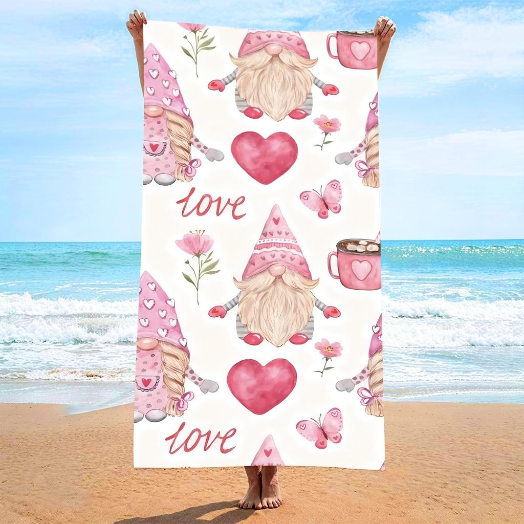 Pink Bowknot Printed Beach Towel Cute Coquette Aesthetic Polyester Bath Towel Quick Dry Sandproof Blanket for Girl Summer Travel