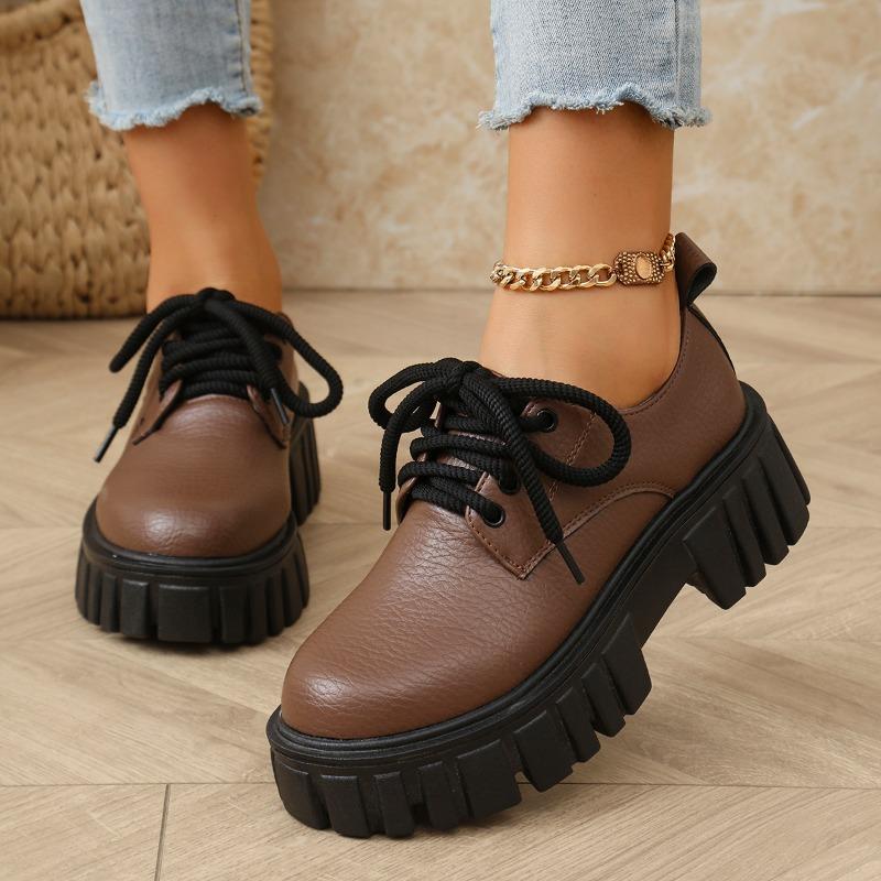 Fashion Women's Thick Heel Shoes Spring New Round Head Deep Mouth Front Strap Thick Sole Anti-slip Wear-resistant Low-top Shoes