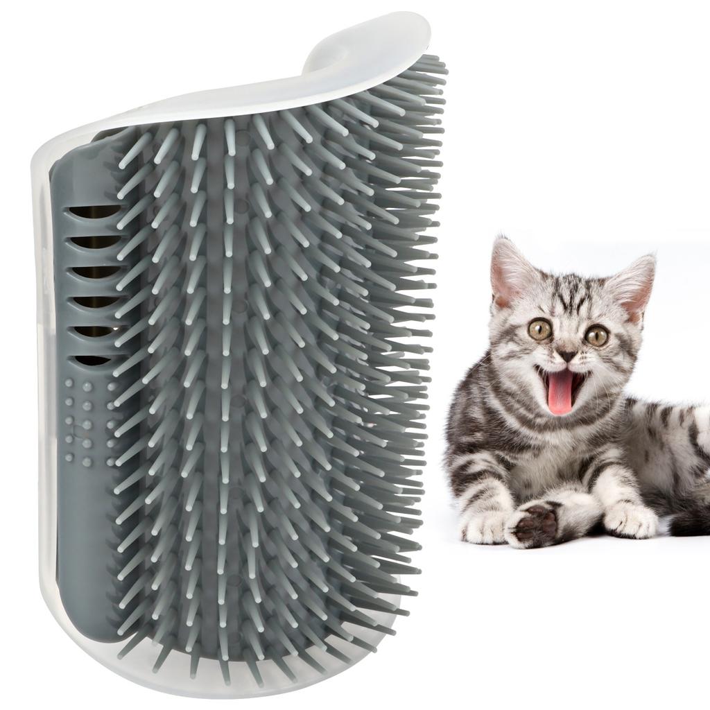 Plastic Cat Self Groomer   Comb Buty Soft Brush Body Scratcher on Wall Corner