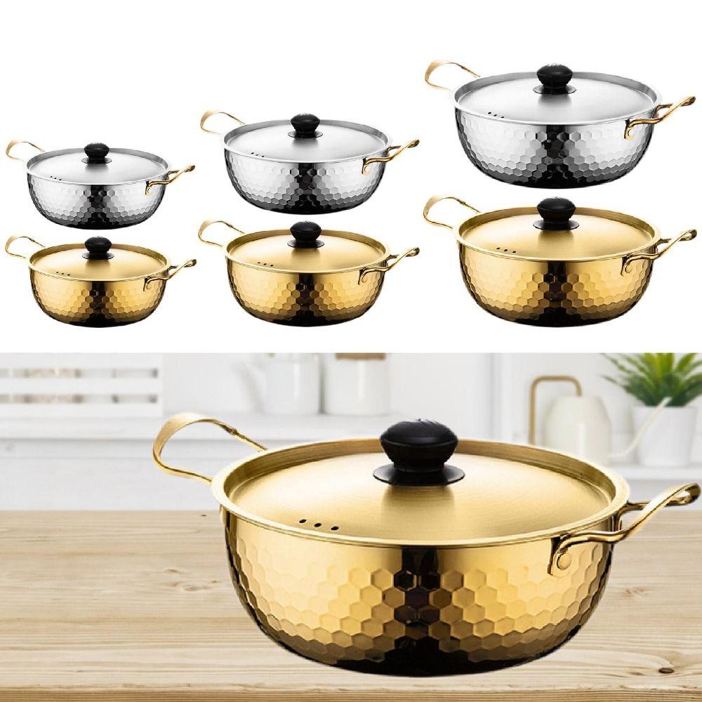 Stainless Steel Soup Pot Double Handle Milk Pot Hot Pot Korean Ramen Pot  Induction Cooker