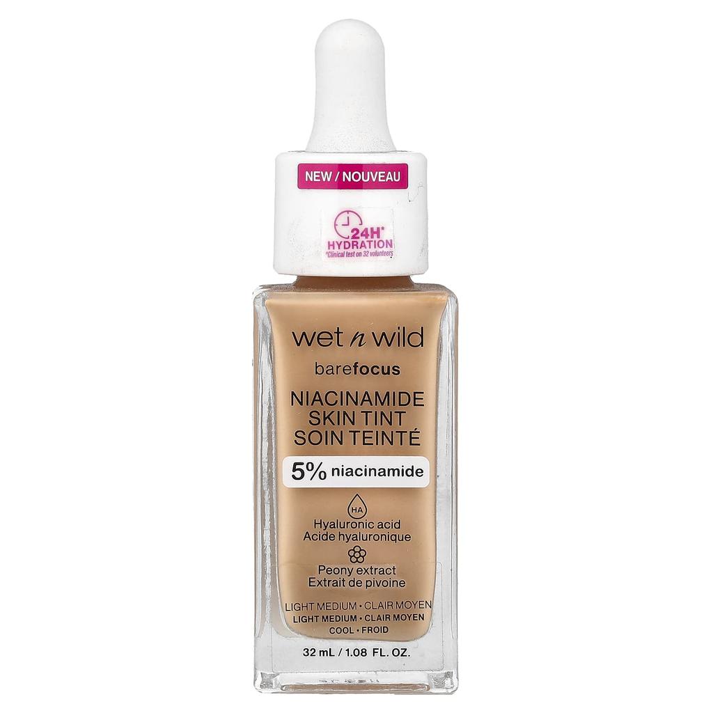 Wet N Wild Barefocus, Niacinamide Skin Tint, Light Medium, 32ml (1.08fl Oz)