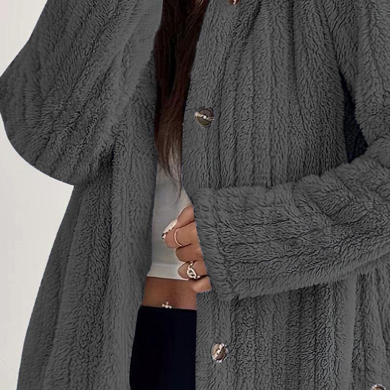 

Женское однотонное худи с длинными рукавами, свободное плюшевое пальто 3XL серый