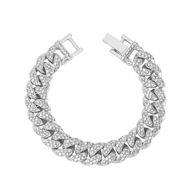 ins cold style hip hop light luxury rhinestone bracelet, new niche design fashion jewelry in Europe and America