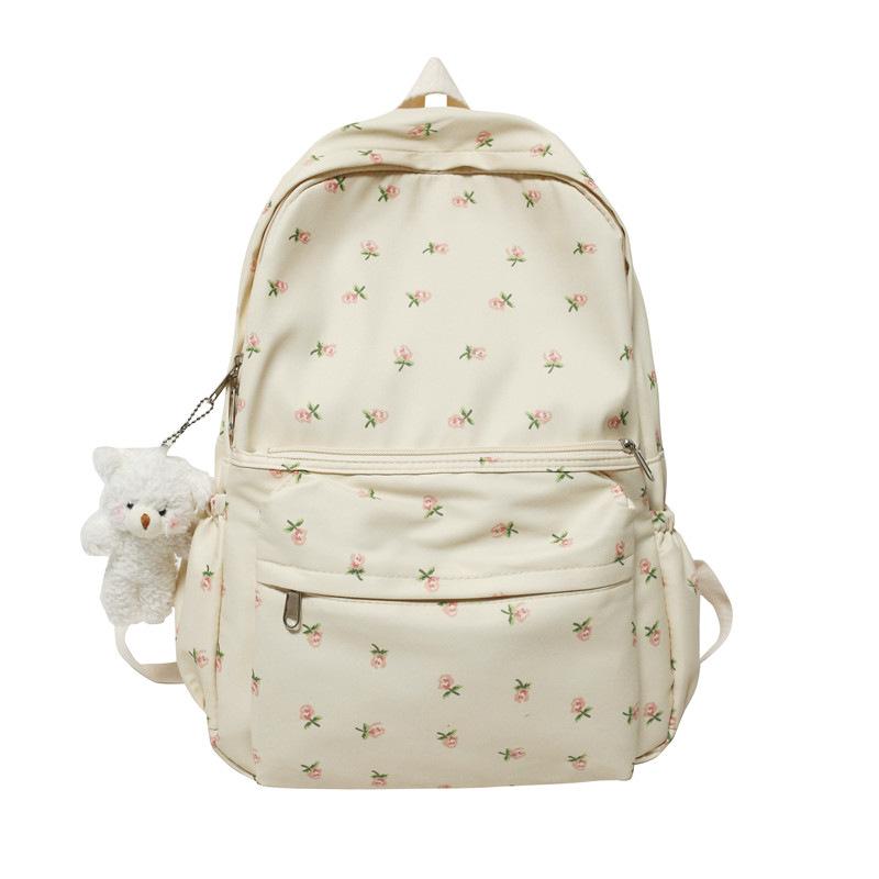 Schoolbag New Girl Flower Label Fresh and Sweet Fashion Backpack Campus Travel Lightweight Versatile Student Backpack