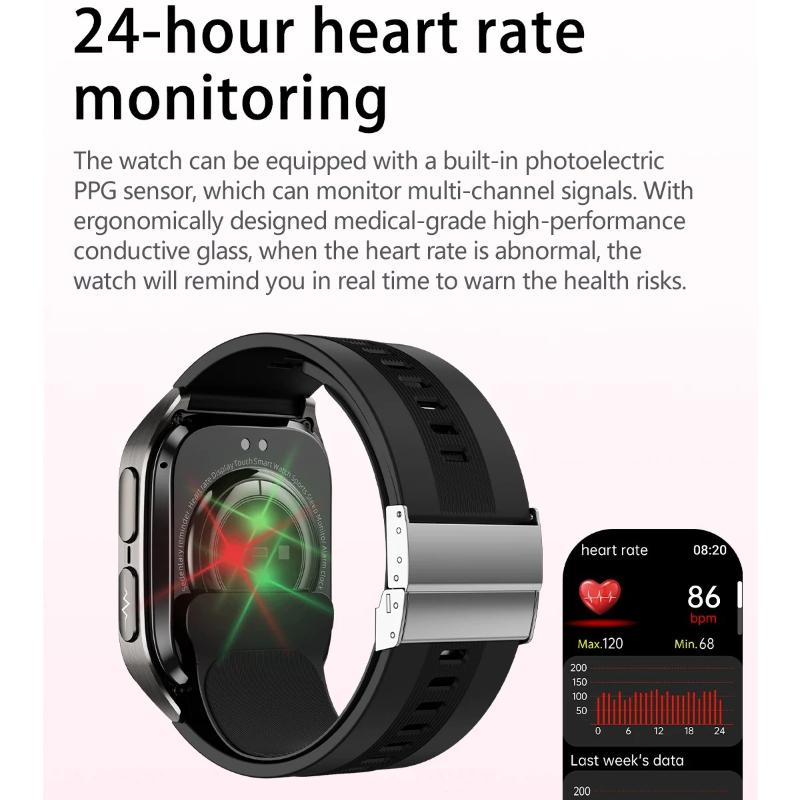 2026 New Men Airbag Air Pump ECG Blood Pressure Uric Acid Blood Fat Temp Health Monitor Bluetooth Call 2.06-inch AMOLED Smart Watch