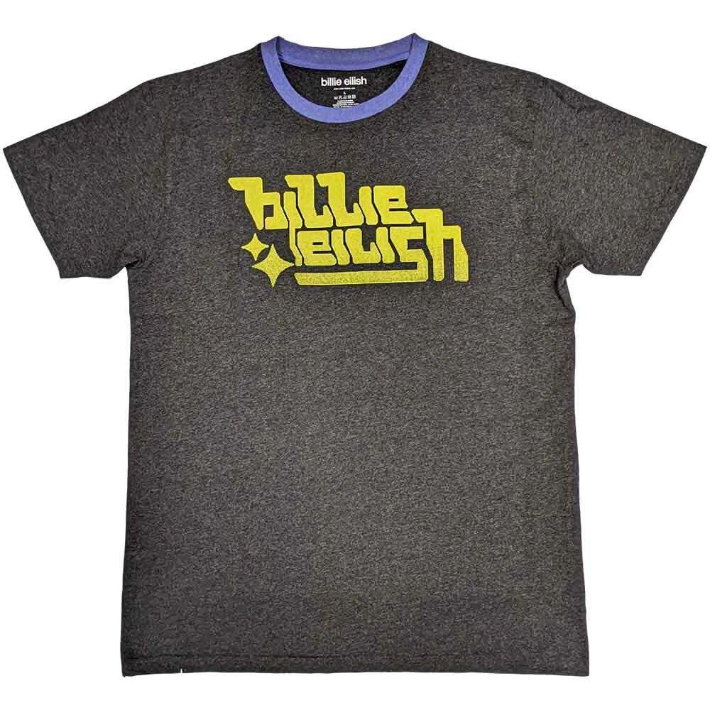 Billie Eilish Unisex Ringer T-Shirt: Neon Green Logo (Large) 4XL