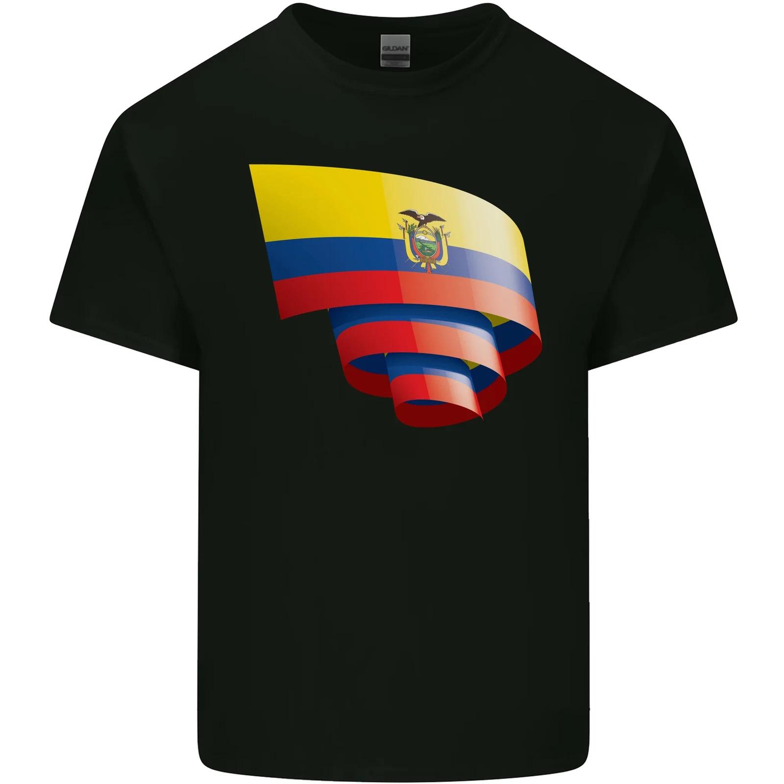 

Curled Ecuador Flag Ecuadorian Day Football Kids T-Shirt Childrens 3XL
