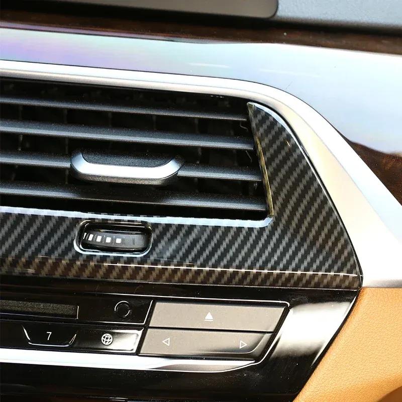 ABS Carbon Fiber Style Car Center Console Air Condition Outlet Vent Frame Cover Trim For BMW 5 Series G30 6GT G32 2018- LHD