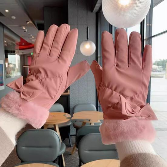 1 Paire Gants d'Hiver Doublure Velours Épaissie Tissu Imperméable Coupe-vent Écran Tactile Gants Sports d'Hiver