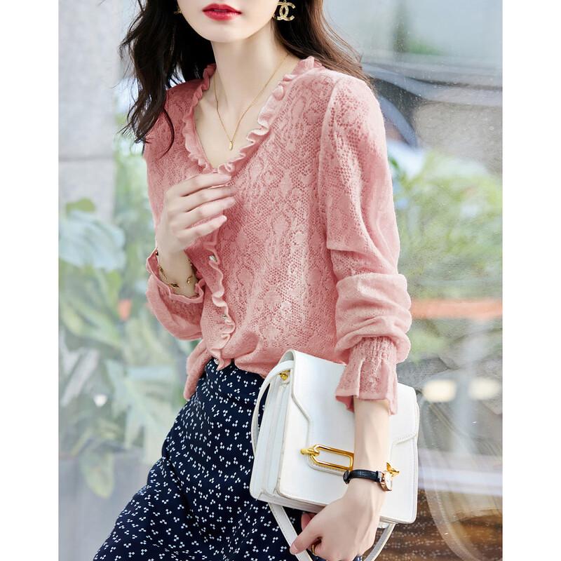 Demana Women's V-Neck Jacquard Knit Sweater