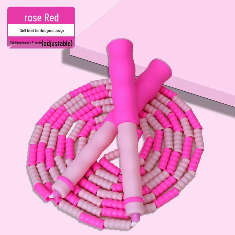 Adjustable Bamboo Jump Rope for All Ages - Speed, Beginners, Comfortable Grip, Soft Beads