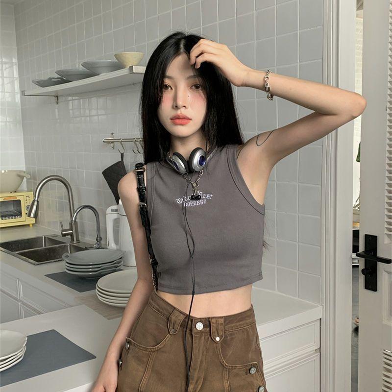 American Sweet Spice Girl I-shaped inner sling vest women with chest pad short outer sleeveless jazz dance top summer
