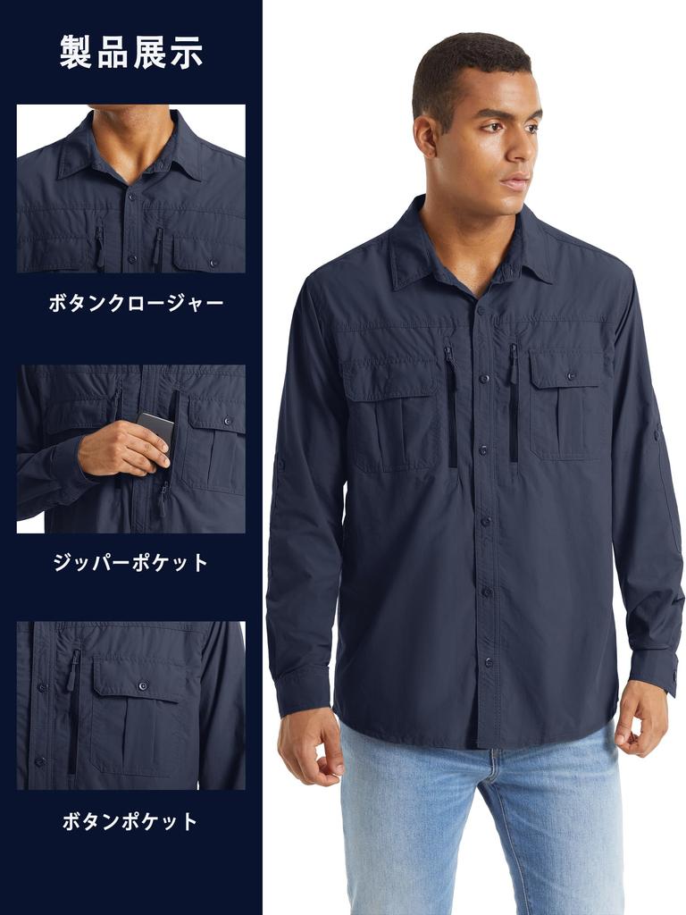 [TACVASEN] Men's Military Shirt, Long Sleeve, Sweat-Wicking, Quick-Drying, Workwear, Tactical Button Shirt, Airsoft, Plus Sizes, Autumn Fashion, Light