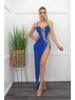 ZQK2567 Sexy See-Through Spaghetti Strap Evening Dress with Hot Drill Design