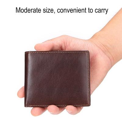 RFID Blocking Men Wallet Vintage Faux Leather Bi-fold Wallet with ID Window Coin Pocket Portable Folding Anti-Theft Credit Card Holder