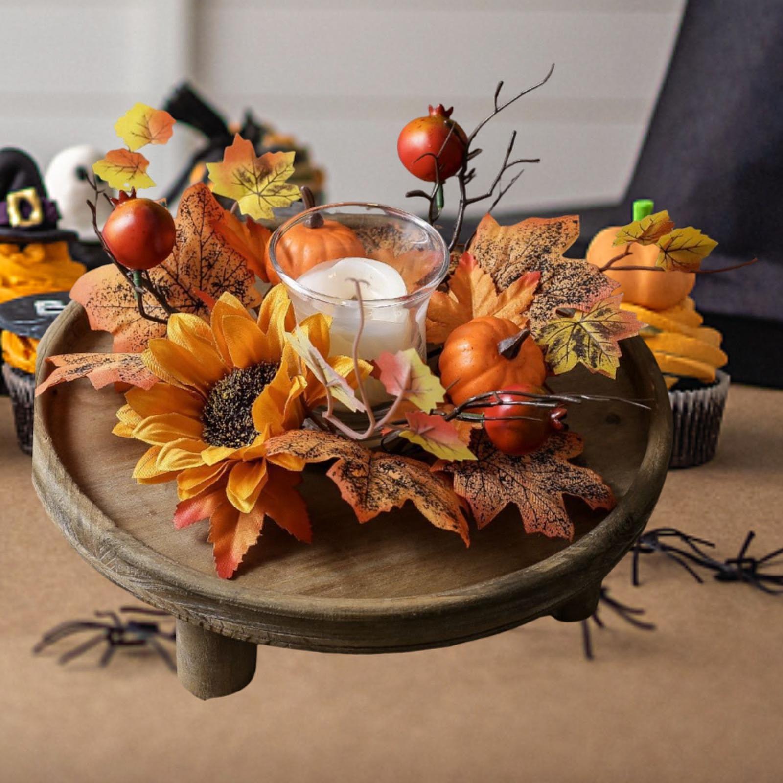 

Multicolor Silk Candle Ring Wreath Artificial Maple Leaf Decor for Fall Party Wedding Anniversary Table Centerpiece різнокольоровий