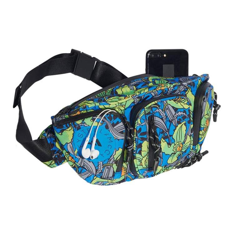 New Adidas Recycled Polyester One Shoulder Crossbody Fanny Pack Regular Women's Black/Blue/White HR4336