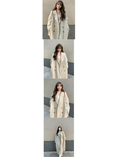 Women's High-End Gray Woolen Trench Coat - Thickened Korean Style Jacket for Autumn Winter