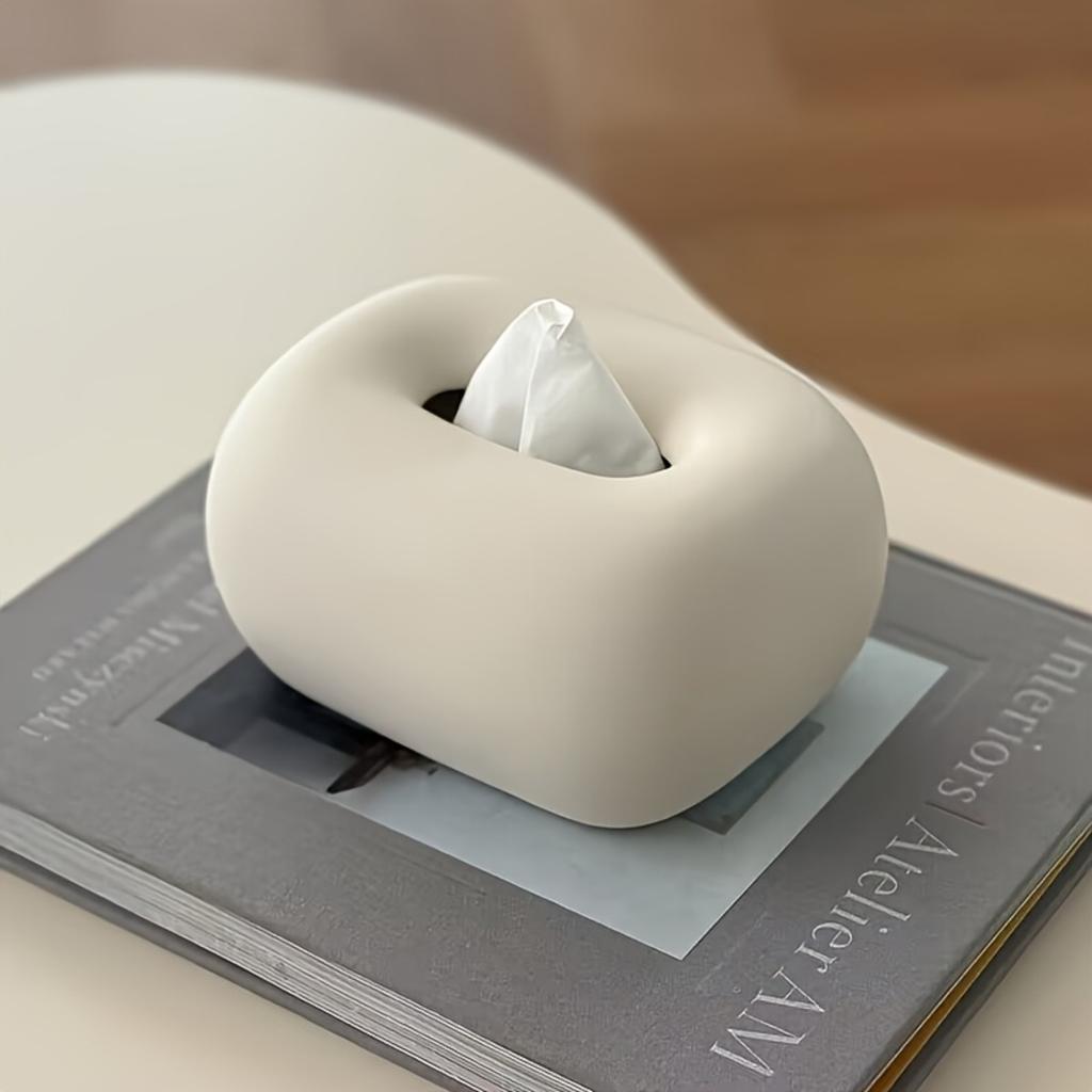 Modern minimalistisk svartvit keramisk näsdukslåda - Snygg dekorativ näsdukshållare med elegant design för vardagsrum