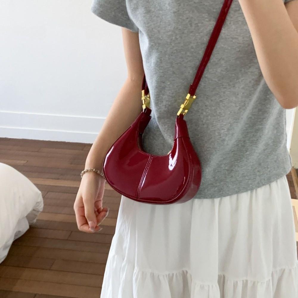 Y2k Half-moon Crescent Bag Simple Women's Coin Purses Trendy Pu Leather Handbag  Minimalist