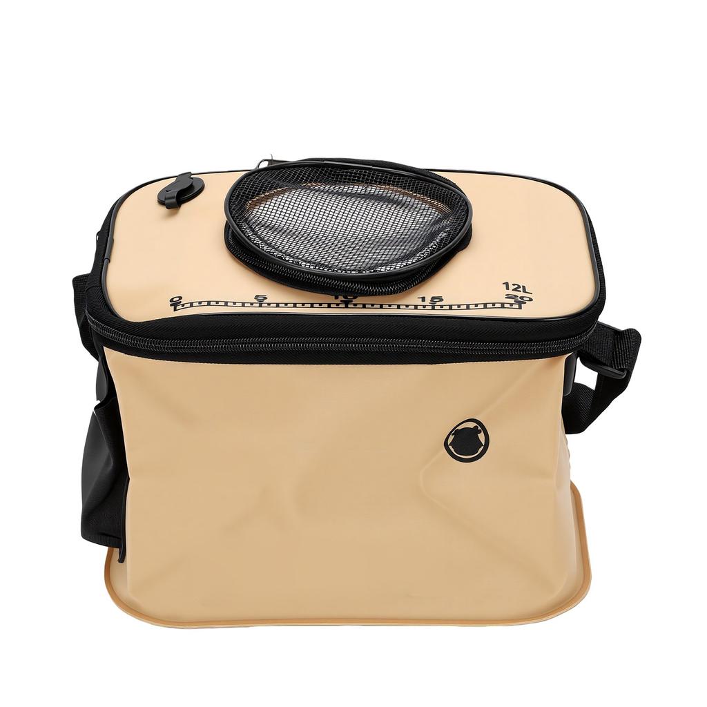 Fischereieimer Wasserdicht EVA Multifunktional Faltbar Lebendfisch Eimer mit Netzdeckel Ergonomischer Griff für Outdoor