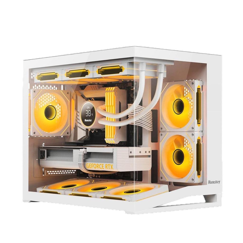 Huntkey S960V2 Blizzard X Panoramic MATX Desktop Case with 360-Water Cooling