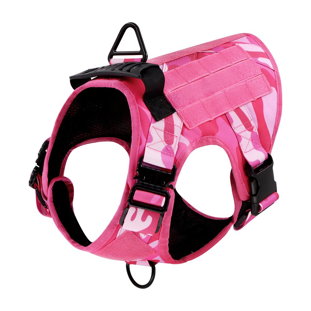 

Pink Camo Tactical Dog Harness for Small Medium Large Dogs No Pull Adjustable Working Training Easy Control Pet Vest S