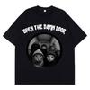 Open The Door Funny Cat Gang Meme TShirts Men Women Fashion Harajuku Tshirts Loose and Casual Cotton Retro Hiphop Tshirts