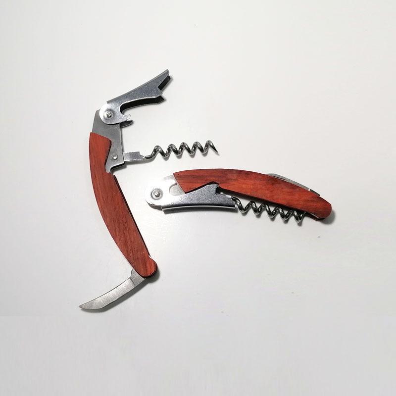 Multifunctional Stainless Steel Knife & Bottle Opener with Wooden Handle
