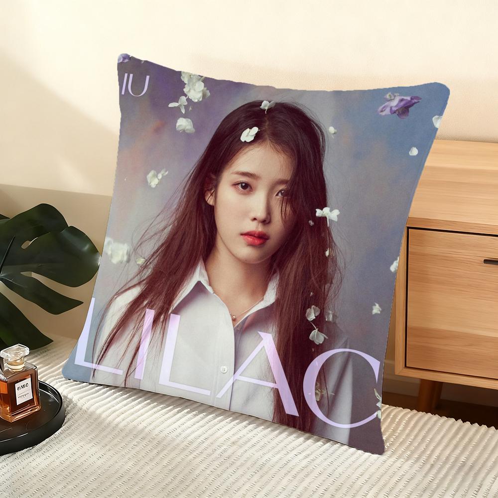 Korea Singer IU Album Cushion Cover Silky Short Plush Home Sofa Cushion Cover - Invisible Zipper Home Decoration