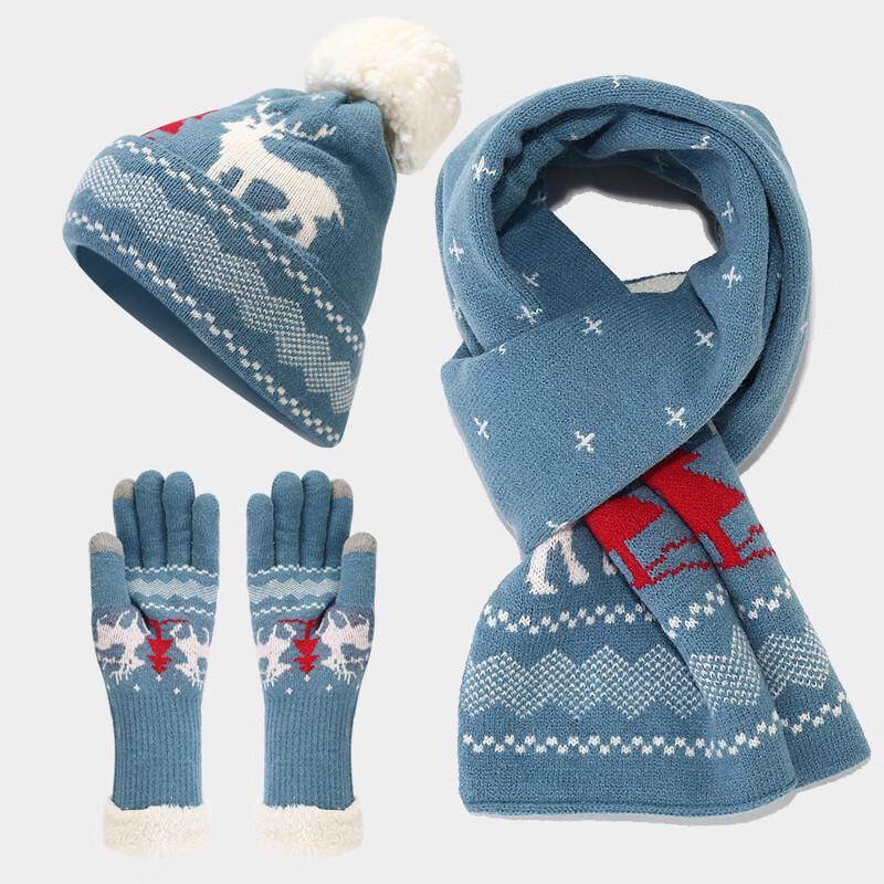 Christmas Winter Warm Hat, Scarf & Gloves 3-Piece Set