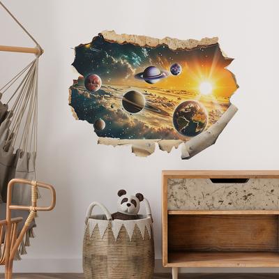Fun-L075 Planeta Muro Roto Universo Dormitorio Sala de Estar Fondo Paisajismo Pegatinas de Pared Decorativas