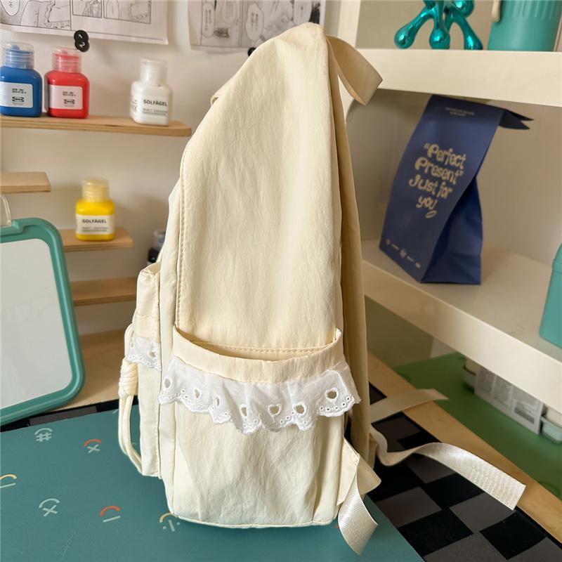 Zaino in Pizzo con Fiocco Ricamato Borsa Scolastica per Studenti