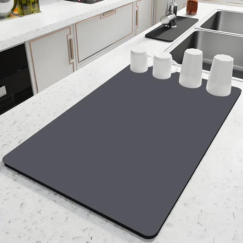 Super Absorbent Coffee Drying Mat Non Slip Rubber Backing Heat Resistant Waterproof Pad for Kitchen Counter Cups Bar Accessories
