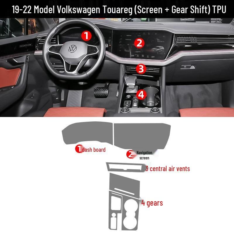 Volkswagen Touareg 2019-2025 Instrument Panel TPU Transparent Film Decor