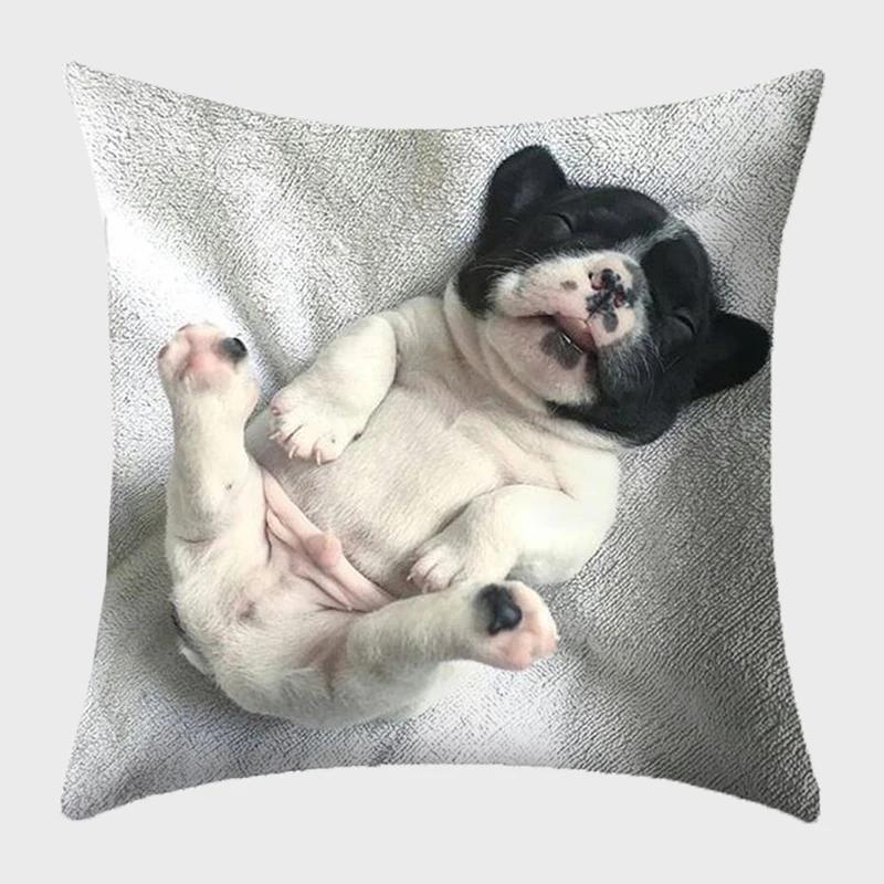 Bulldog Polyester Cushion Cover Modern French Bulldog Pillowcase Sofa Throw Pillow Cover Decorative Pillowcase For Couch Bed Car