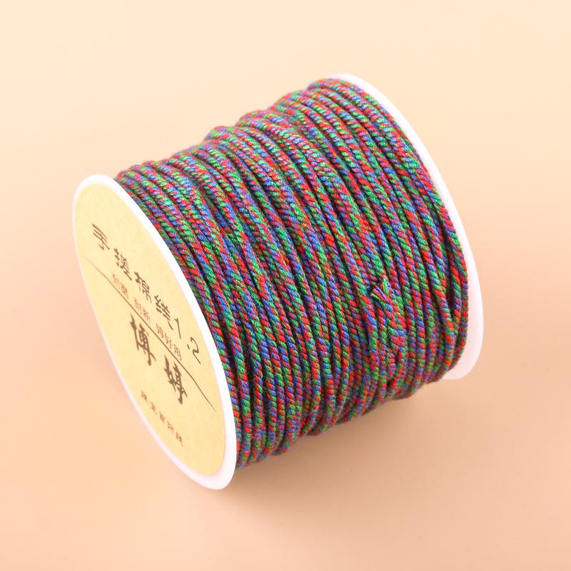 20m Multicolor Tie-Dyed Cotton Thread for DIY Moon Bodhi Bracelet