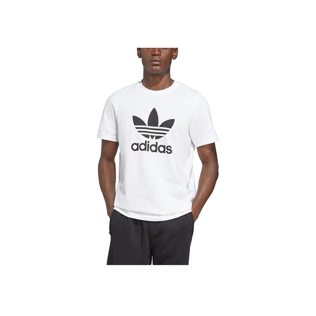 Adidas Originals Trefoil Logo Print Crew Neck Sport T-Shirt Men Tops White IA4816