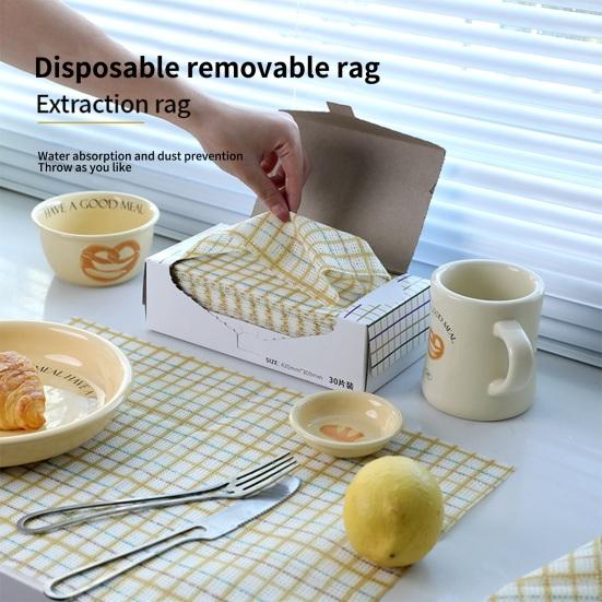 

30 шт./кор. тряпка для чистки, маслостойкая, без следов, не ломается, многоцелевая, сухая, влажная, с сильным удалением пятен, извлекаемая одноразовая дизайнерская чистящая салфетка