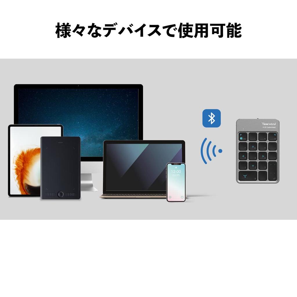 YesWord X-20 Left-Handed Device, Customizable Wireless Keypad, Illustration, Video, Image Editing, USB-C Charging