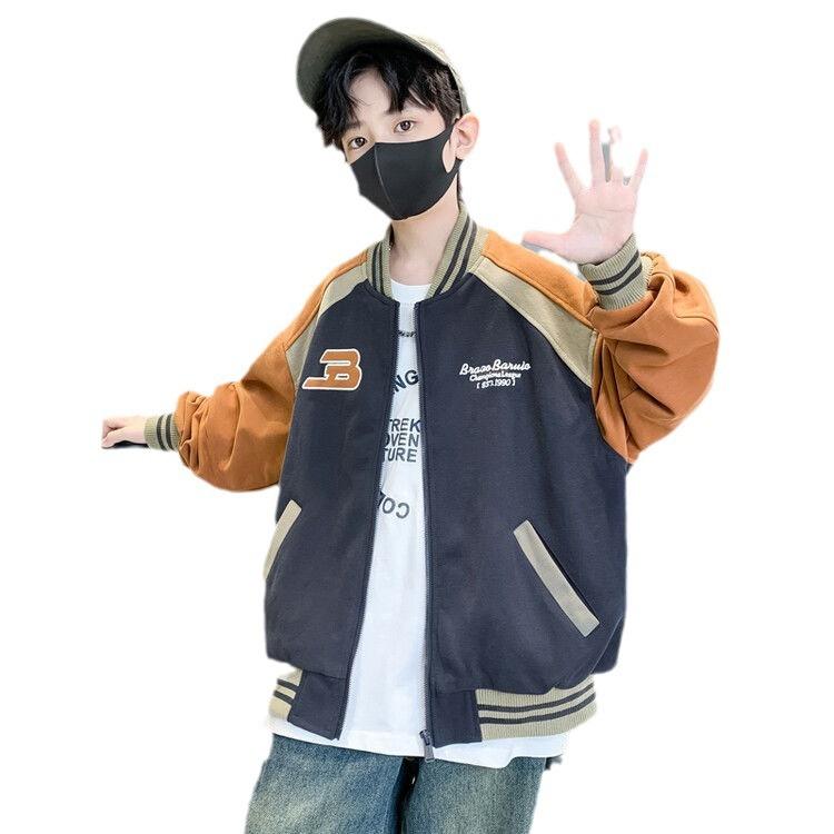 Dětská baseballová bunda Boy Bomber Jacket Jaro a podzim Cool Boy Kabát Dětské Letter Print Svrchní oblečení 3-14Y