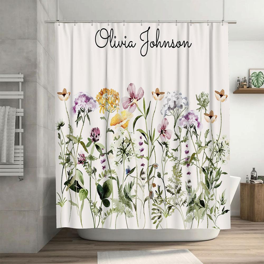 Personalized Customized Shower Curtain Personalization for Women Bath Decor Floral Print Home Decoration Gift Idea Bathroom Acce