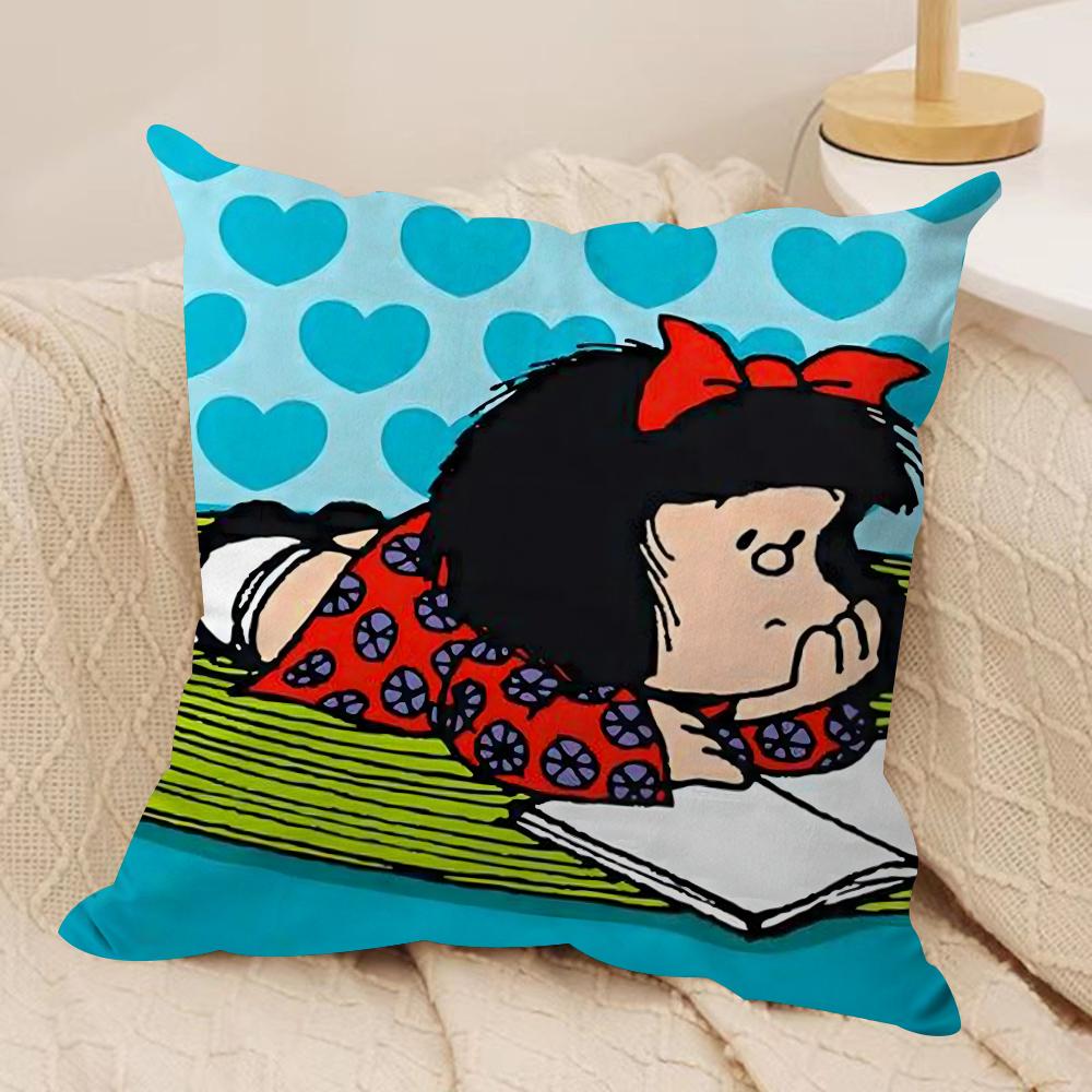 Cartoon MMafalda Cushion Cover Soft Plush DoubleSided Printed Sofa Pillow Cushion Cover Cozy AllSeason Durable Decor Gift