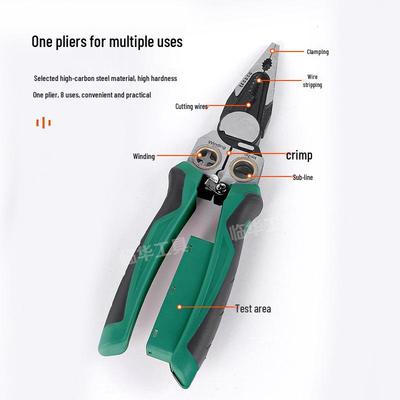 Multifunktionale 8-in-1 Spitzzange mit Abisolierzange und elektrischem Tester