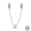 Star Moon Slide Safety Chains Charms 925 Sterling copper Heart Evil eyes Silicone Spacer Beads Fit Original Bracelet DIY Zircon