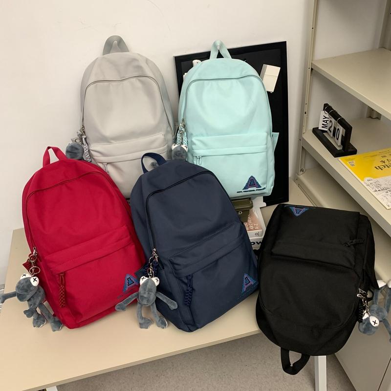 Student School Bag Women's Large Capacity Backpack Solid Color Men's Backpack
