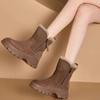 Women's Snow Boots Winter Solid Color Plush Female Snow Boots Zipper Thick Bottom Anti Slip Warm Cold Proof Cotton Shoes